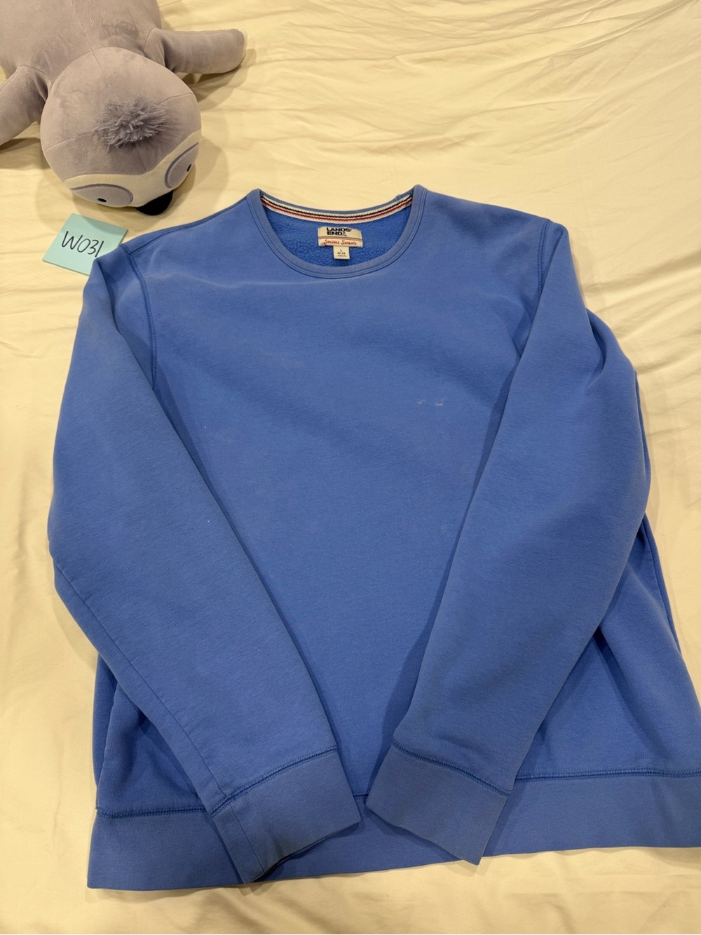 Lands' End Men’s Crewneck Sweatshirt - Periwinkle Blue